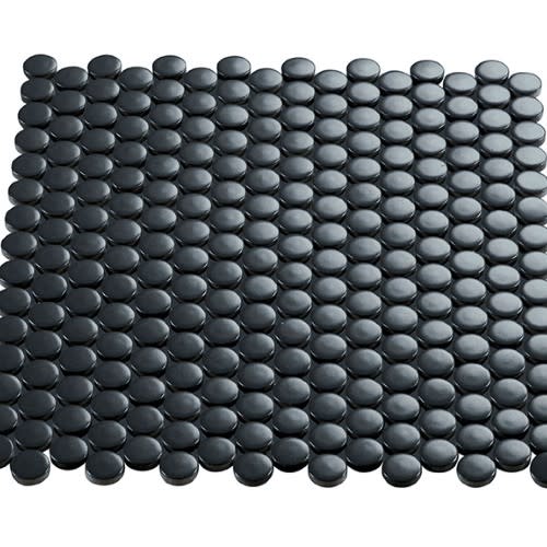 Multiplier In Dark Grey Circle Mosaic 1"X1" Gloss