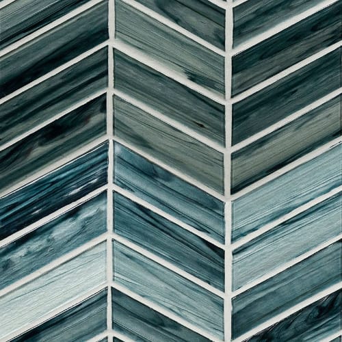 Midnight In Midnight Blue Ombre Chevron Tile