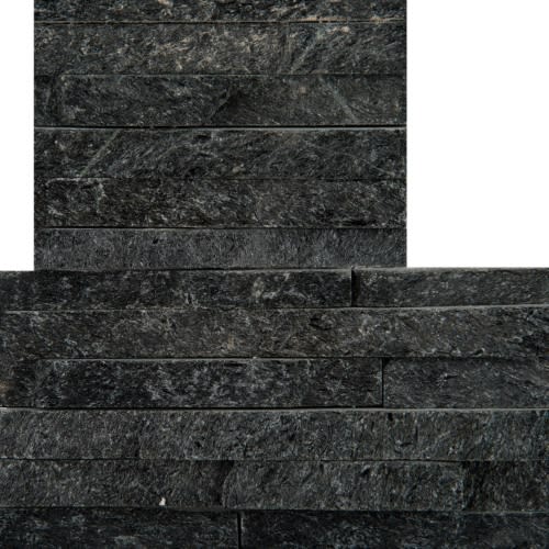 Slate, Quartzite & Sandstone In Black Quartzite - Mini Stacked Mini Corner Set 6" X 24" X 1.25"