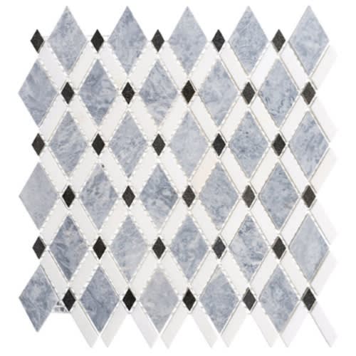 Diamond Collection - Full Sheets in Mugworth(Big Diamond)+thassos White(Stri Glass Tile