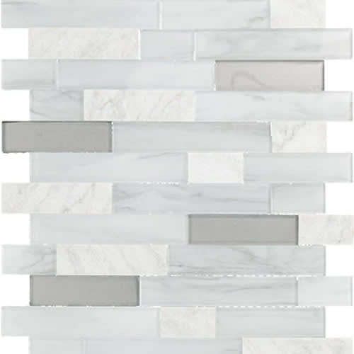 Perfit Mosaix In White Carrara & Glass Random Linear