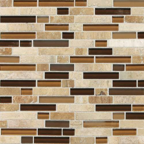 Stone Radiance&Trade; In Caramel Travertino Random Mosaic Blend