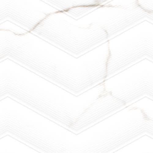 Sculpture In White Chevron 13" X 36"