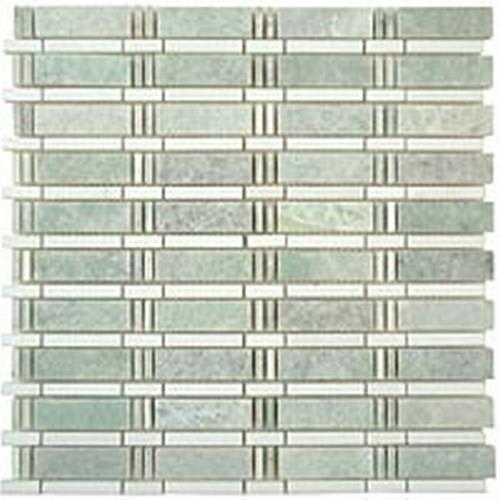 Skyline in Ming Green-Thassos White 3/4x2 1/2 Natural Stone