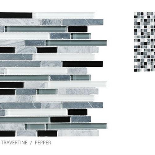 Stone, Glass, Travertine In Pepper