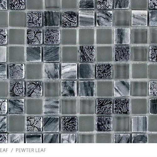 Stone, Glass & Metal Leaf in Pewter Leaf Glass Tile