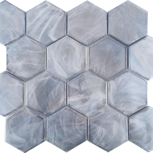Splash in Blue / 3" Hex Glass Tile