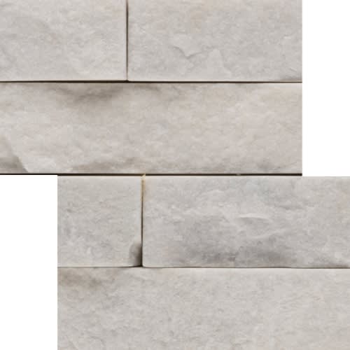 SLATE, QUARTZITE & SANDSTONE in White Quartzite - Stacked Corner Set 6" X 24" X 1.25" Natural Stone