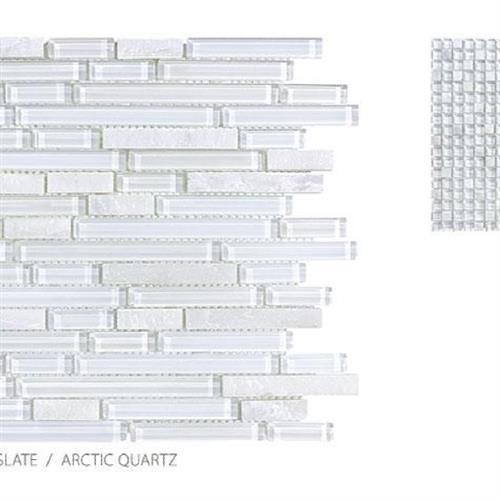 Clear Glass and Slate in Arctic Quartz - Mosaic Glass Tile
