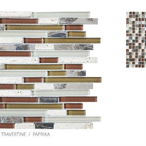 Stone, Glass, Travertine in Paprika - Random Strip Glass Tile