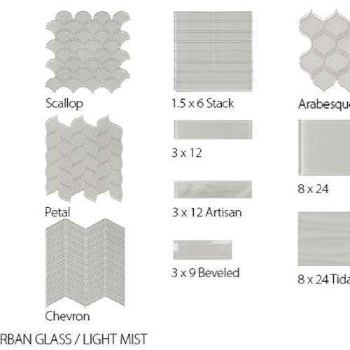 Translucent Urban Glass in Light Mist - Brick Glass Tile