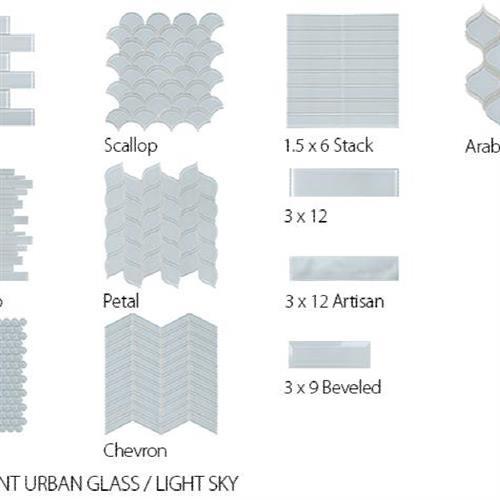 Translucent Urban Glass in Light Sky - Penny Glass Tile
