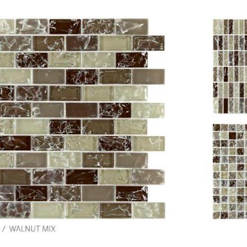 Crackle Glass in Walnut Mix - Stacked Glass Tile
