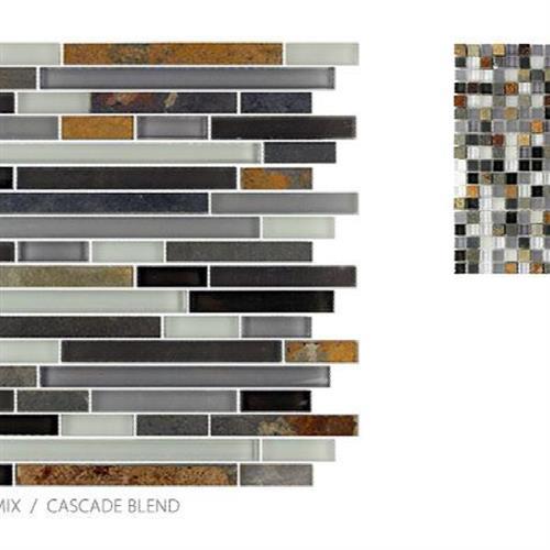 Glass & Slate in Cascade Blend - Mosaic Glass Tile
