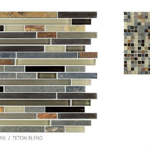 Glass & Slate in Teton Blend - Mosaic Glass Tile