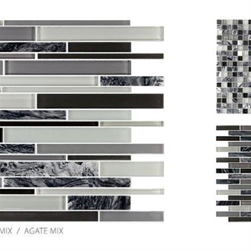 Glass & Stone In Agate - Brick Mosaic
