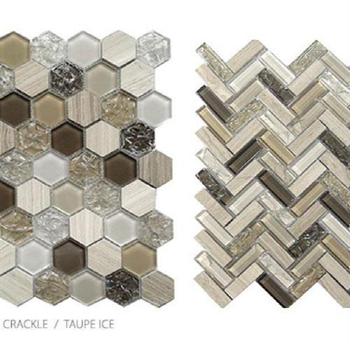 Stone, Glass & Crackle in Taupe Ice - Hexagon Glass Tile