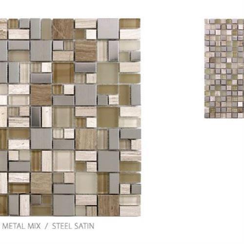 Stone, Glass & Metal Micro in Steel Satin - Mosaic Glass Tile
