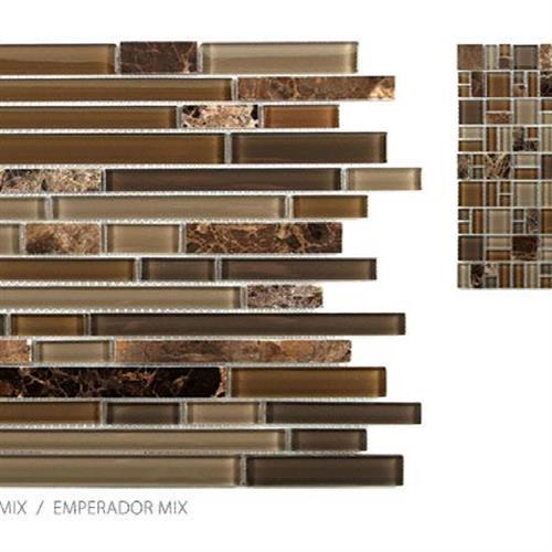 Stone & Glass Mixes in Emperador Mix - Mini Random Glass Tile