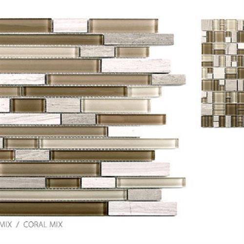 Stone & Glass Mixes in Coral Mix - Mini Roman Glass Tile