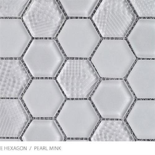 Textured Gloss & Matte Hexagon in Pearl White / Mink Glass Tile