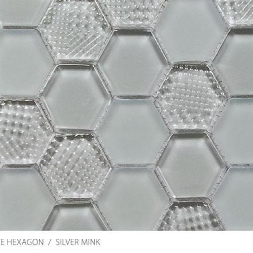 Textured Gloss & Matte Hexagon in Silver Mink Glass Tile