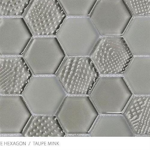 Textured Gloss & Matte Hexagon in Taupe Mink Glass Tile