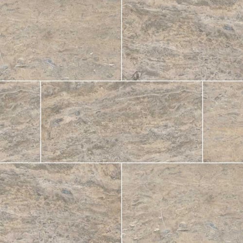 Silver Vein Cut Travertine In Gray-Dark 12X24