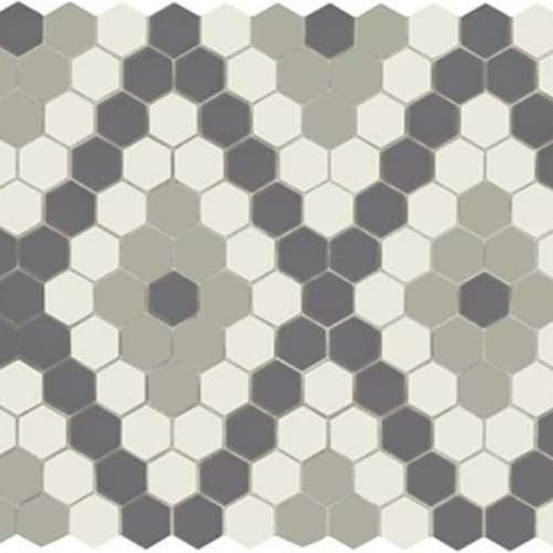 Unglazed Mosaics In Ice White / Black / Lt Smoke Hexagon