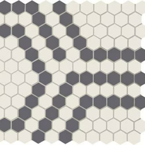 Unglazed Mosaics In Ice White/Black Hex
