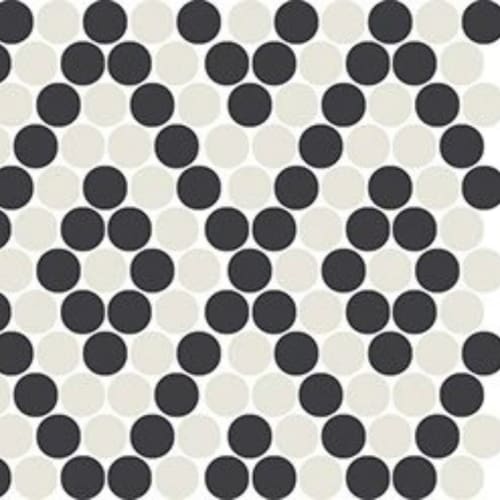 Unglazed Mosaics In Ice White/Black Penny Rounds