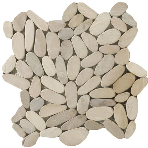 Venetian Pebbles in Tan 12" X 12" Flat Pebbles Natural Stone
