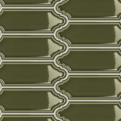 Baroque In Olive - 2X6 Elongated Arabesque