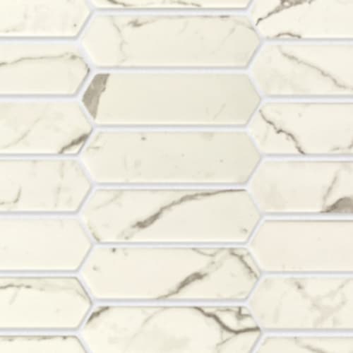 Bellevue Glass in Statuario - Elongated Hexagon Mosaic Tile