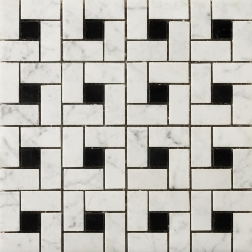 Marble Bianco Gioia Collection In Pinwheel -12" X 12" Mosaic Mesh Honed