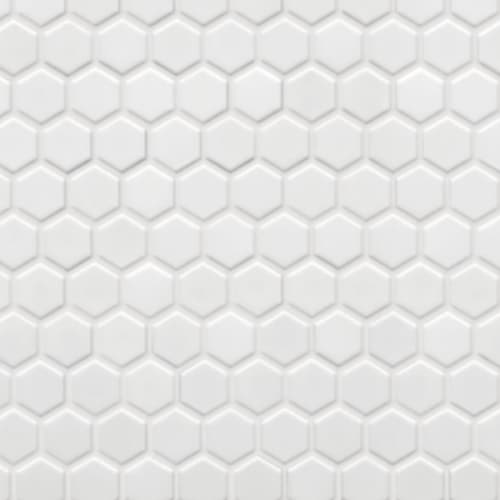 Circuit in White 1x1 Hexagon - 1x1 Hexagon Mosaic Tile