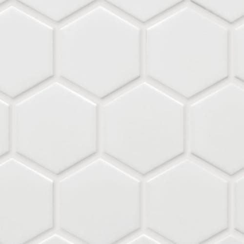 Circuit in White 2x2 Hexagon - 2x2 Hexagon Mosaic Tile