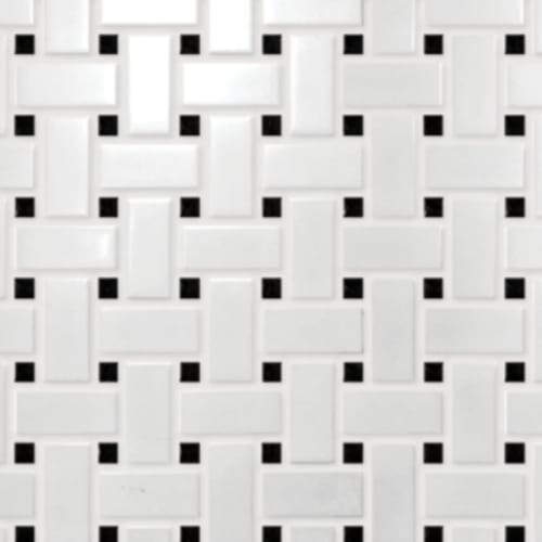 Circuit in White W/Black Basketweave - Basketweave Mosaic Tile