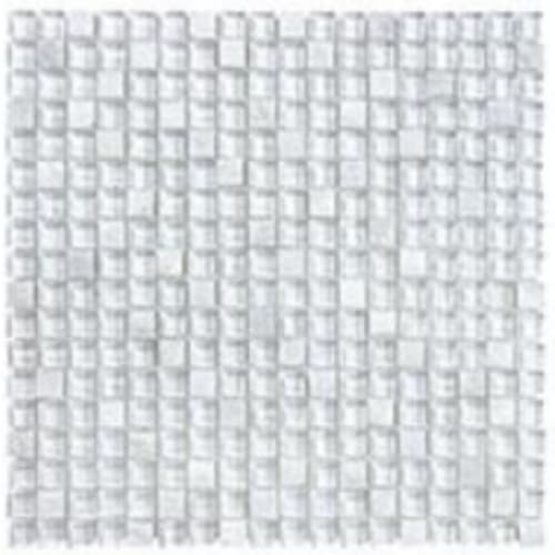 Clear Glass & Slate in Arctic Quartz - 5/8x5/8 Mosaic Tile