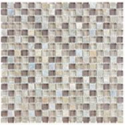 Clear Glass & Slate In Seashell Quartz - 5/8X5/8 Mosaic