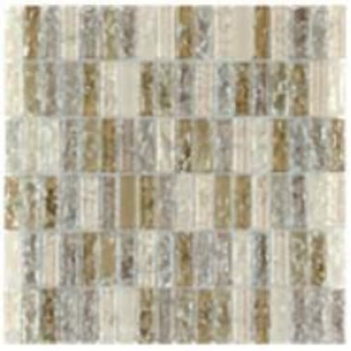 Crackle Glass in Beige Mix - 5/8x2 Stack Mosaic Tile