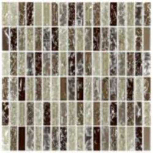 Crackle Glass in Walnut Mix - 5/8x2 Stack Mosaic Tile