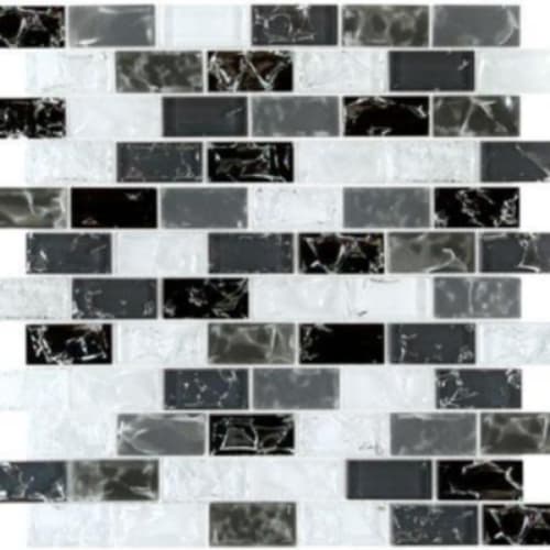 Crackle Glass in Grigio Mix - 1x2 Brick Mosaic Tile