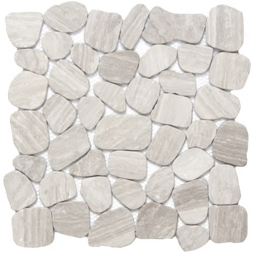 Cultura in Cream 12" X 12" Pebble On Mesh Natural Stone