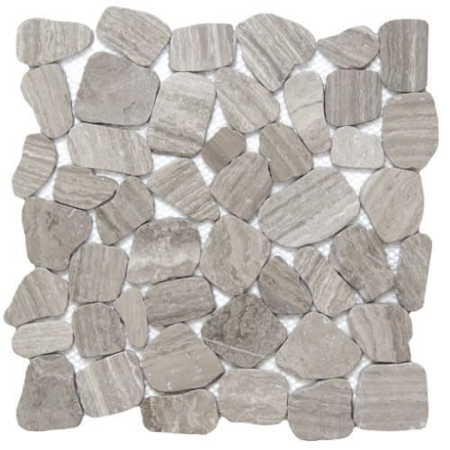 Cultura in Gray 12" X 12" Pebble On Mesh Natural Stone