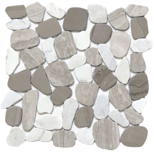 Cultura in Winter 12" X 12" Pebble On Mesh Natural Stone