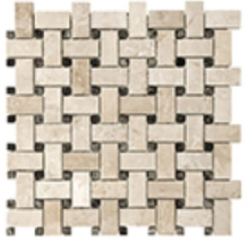 Filled & Honed Travertine In Ivory - Basketweave Mosaic