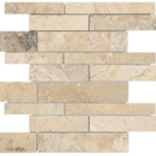 Filled & Honed Travertine In Picasso - Random Strip Mosaic