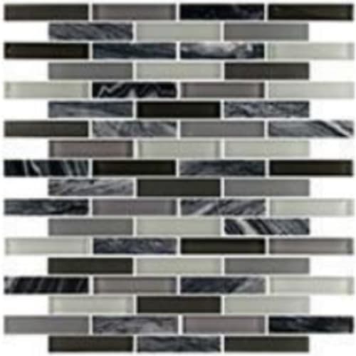 Glass & Stone in Agate - 5/8x3 Brick Mosaic Tile