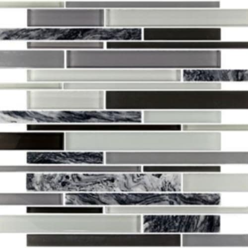 Glass & Stone in Agate - Random Strip Mosaic Tile